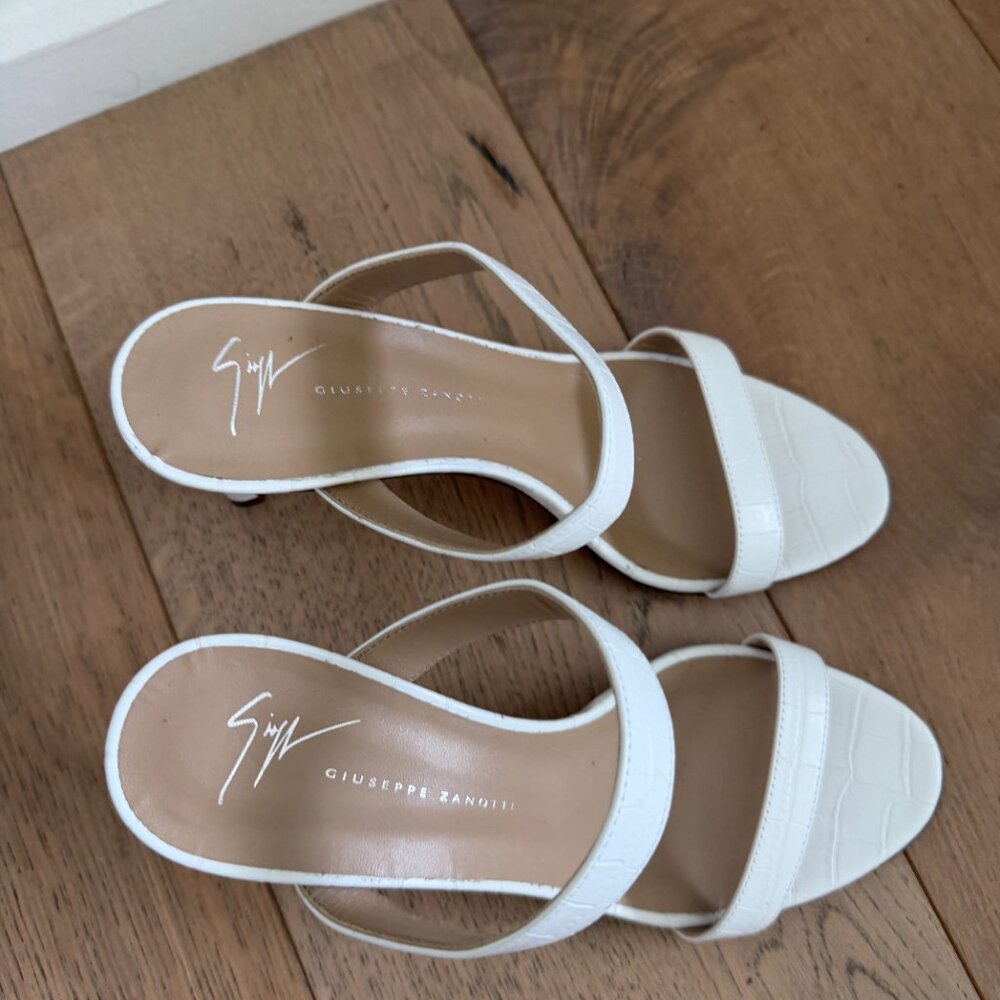 Giuseppe Zanotti Calista White Leather Mule Heels 120mm EU 37 Minimal - Picture 3 of 7